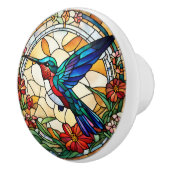 Ruby Throated Hummingbird Faux Glas in lood Keramische Knop (Rechts)