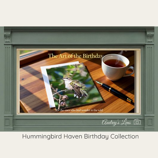 Ruby-Throated Hummingbird Fine Art Birthday Card Feestdagenkaart