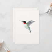 Ruby-throated Hummingbird Flat Wenskaart Kaart (Voorkant / Achterkant in situ)