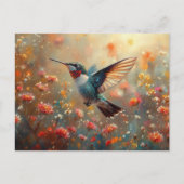 Ruby-Throated Hummingbird Floral Briefkaart (Voorkant)
