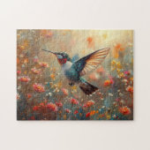 Ruby-Throated Hummingbird Floral Legpuzzel (Horizontaal)