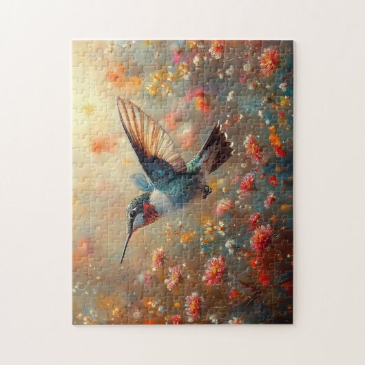 Ruby-Throated Hummingbird Floral Legpuzzel (Verticaal)