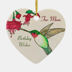 Ruby Throated Hummingbird For Mom Birthday Wishes Keramisch Ornament