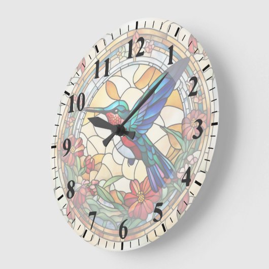 Ruby Throated Hummingbird Glas in lood Vogelklok Grote Klok (Hoek)