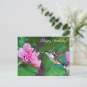 Ruby Throated Hummingbird Happy Birthday Briefkaar Briefkaart (Staand voorkant)