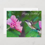 Ruby Throated Hummingbird Happy Birthday Briefkaar Briefkaart (Voorkant / Achterkant)