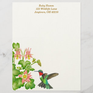 Ruby Throated Hummingbird in Columbines Persoonlijk Briefhoofd