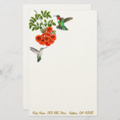 Ruby Throated Hummingbird in Red Trumpet Vines St Briefpapier (Voorkant / Achterkant)