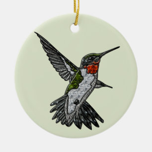 Ruby Throated Hummingbird Keramisch Ornament