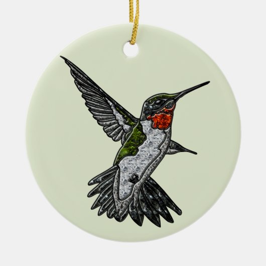 Ruby Throated Hummingbird Keramisch Ornament (Voorkant)