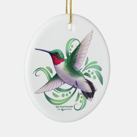 Ruby Throated Hummingbird Keramisch Ornament (Rechts)