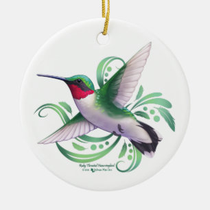 Ruby Throated Hummingbird Keramisch Ornament