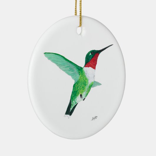 Ruby throated Hummingbird kerstversiering Keramisch Ornament (Rechts)