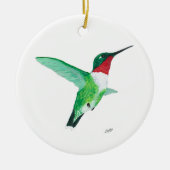 Ruby throated Hummingbird kerstversiering Keramisch Ornament (Voorkant)