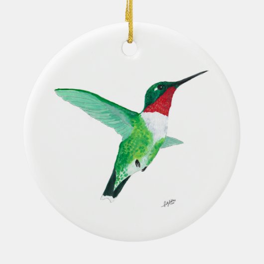 Ruby throated Hummingbird kerstversiering Keramisch Ornament (Achterkant)