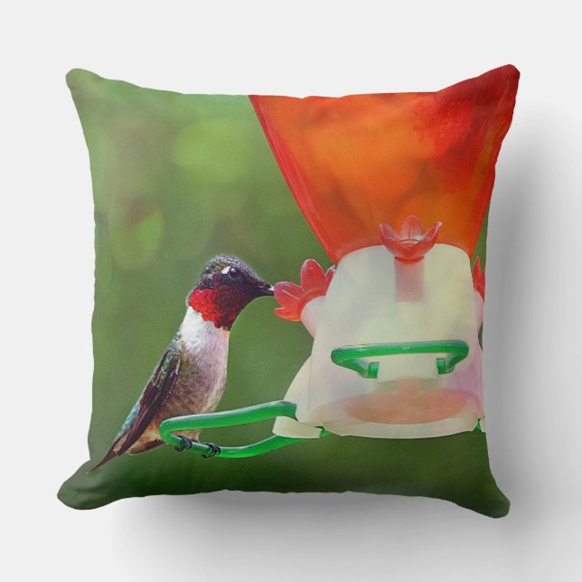 Ruby Throated Hummingbird Kussen (Voorkant)