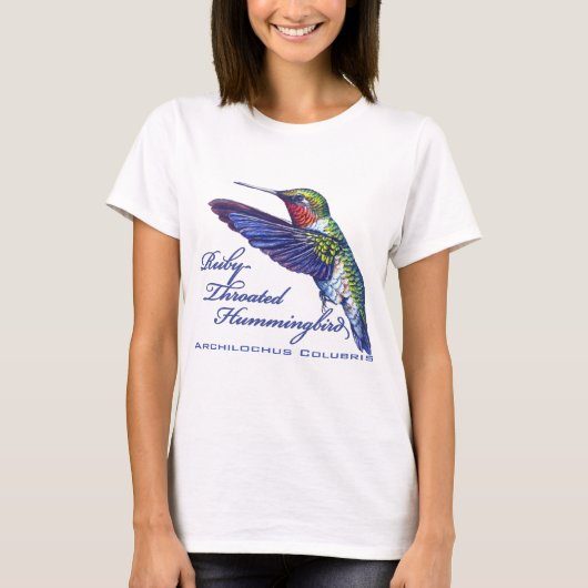 Ruby Throated Hummingbird Latijn T-shirt (Voorkant)