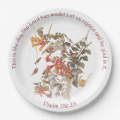 Ruby Throated Hummingbird met Psalm 118:24 Papieren Bordje (Voorkant)
