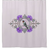 Ruby Throated Hummingbird met Purple Flowers Douchegordijn (Voorkant)