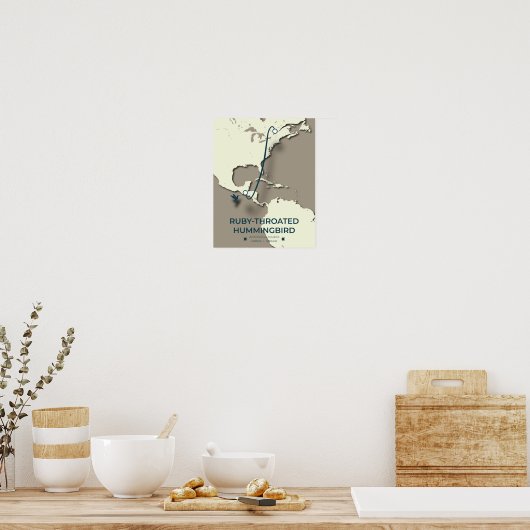 Ruby-throated Hummingbird Migratie Kaart Poster (Keuken)