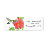 Ruby Throated Hummingbird op Geum Flower Label (Voorkant)