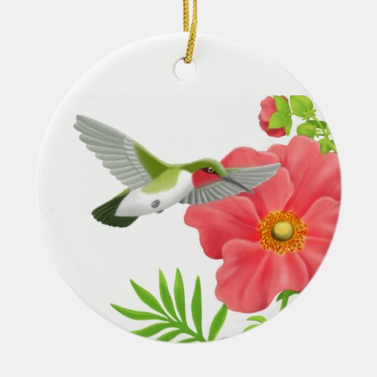 Ruby Throated Hummingbird Ornament (Voorkant)