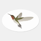 Ruby Throated Hummingbird Ovale Sticker (Voorkant)