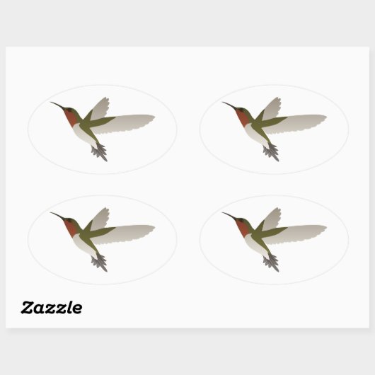 Ruby Throated Hummingbird Ovale Sticker (Vel)
