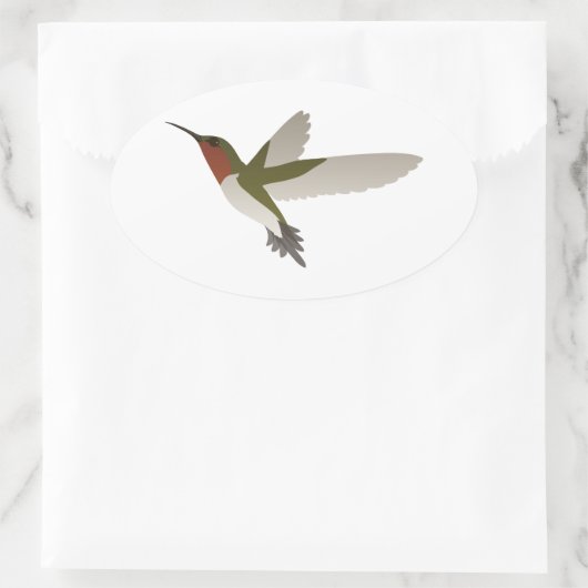 Ruby Throated Hummingbird Ovale Sticker (Tas)
