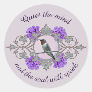 Ruby Throated Hummingbird, Paarse Embelliers Ronde Sticker