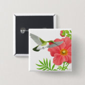 Ruby Throated Hummingbird Pin Vierkante Button 5,1 Cm (Voorkant /achterkant)