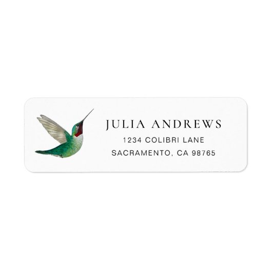 Ruby-throated Hummingbird Return Address Label (Voorkant)