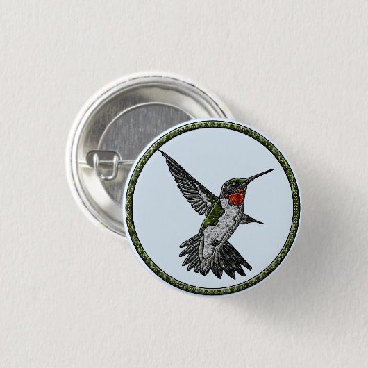 Ruby Throated Hummingbird Ronde Button 3,2 Cm (Voorkant /achterkant)