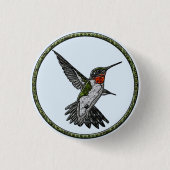 Ruby Throated Hummingbird Ronde Button 3,2 Cm (Voorkant)
