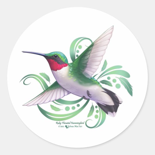 Ruby Throated Hummingbird Ronde Sticker (Voorkant)