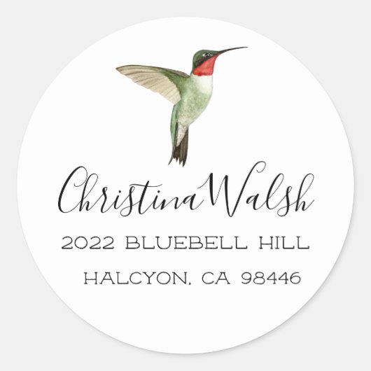 Ruby-throated Hummingbird Ronde Sticker (Voorkant)