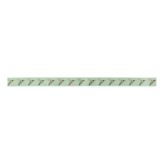 Ruby-throated Hummingbird Satin Ribbon Satijnen Lint (Voorkant)