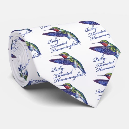 Ruby Throated Hummingbird Scripted Stropdas (Opgerold)