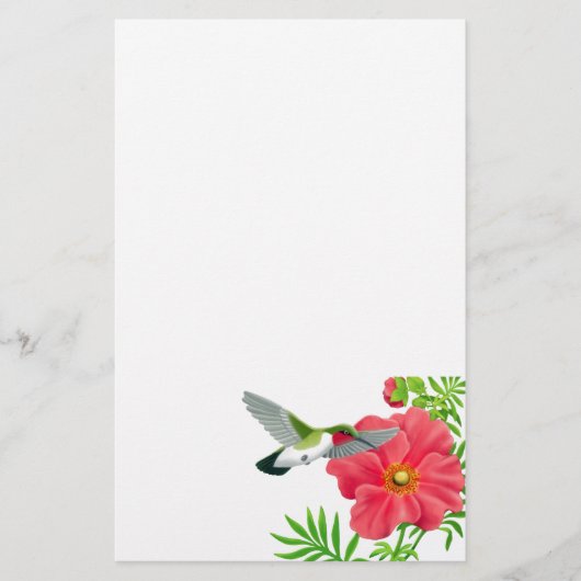 Ruby Throated Hummingbird Stationery Briefpapier (Voorkant)