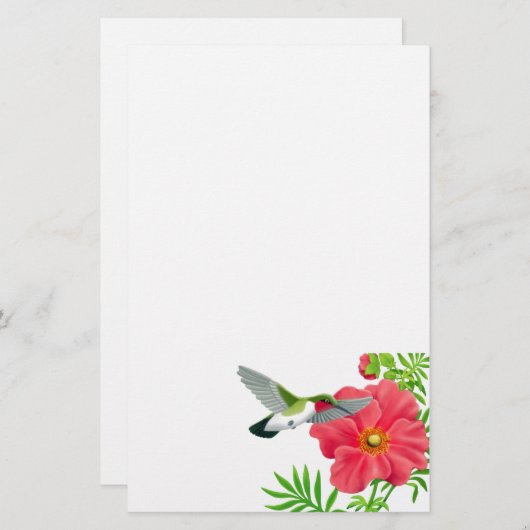 Ruby Throated Hummingbird Stationery Briefpapier (Voorkant / Achterkant)
