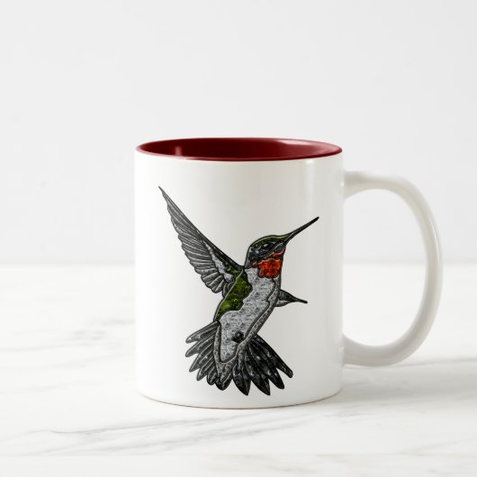 Ruby Throated Hummingbird Tweekleurige Koffiemok (Rechts)
