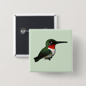Ruby-throated Hummingbird Vierkante Button 5,1 Cm (Voorkant /achterkant)