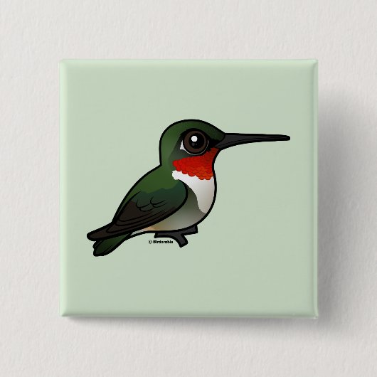 Ruby-throated Hummingbird Vierkante Button 5,1 Cm (Voorkant)