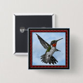 Ruby Throated Hummingbird Vierkante Button 5,1 Cm (Voorkant /achterkant)