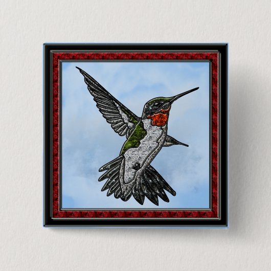 Ruby Throated Hummingbird Vierkante Button 5,1 Cm (Voorkant)