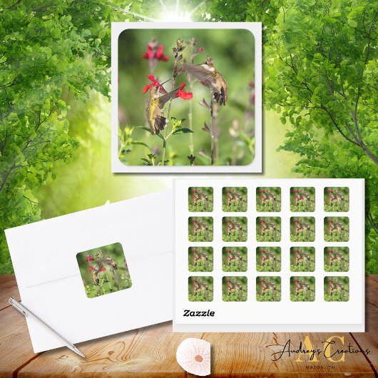 Ruby-Throated Hummingbird Vierkante Sticker