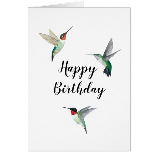 Ruby-throated Hummingbirds Birthday Card (Voorkant)