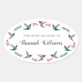 Ruby-throated Hummingbirds Bookplate Ovale Sticker (Voorkant)
