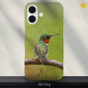 Ruby-Throated Kolibrie Schilderij Custom Name iPhone 16 Hoesje