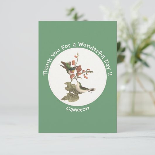 Ruby-throated kolibrie, verjaardag of andere parti bedankkaart (Staand voorkant)